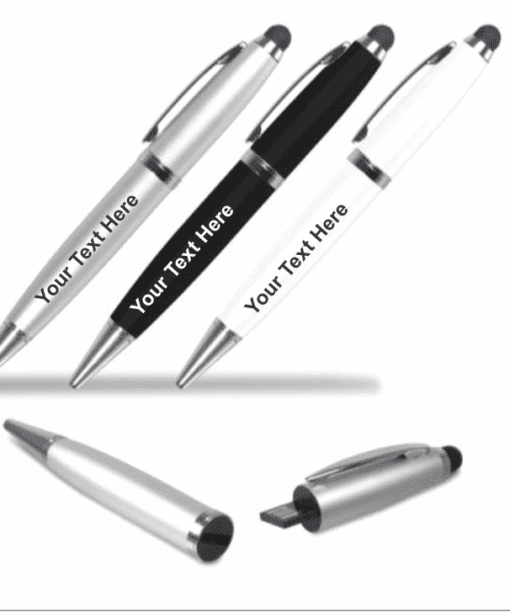 Black & Silver Customized Pen with USB Drive