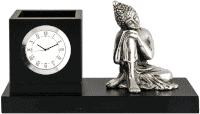 buddha statue black mat wooden (mdf) base time piece,customized wooden time piece,customized gifts,customized gifts online,Buddha statue