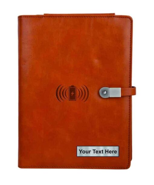 8000 mah power bank folder diary + wireless charging + 16 gb pen drive