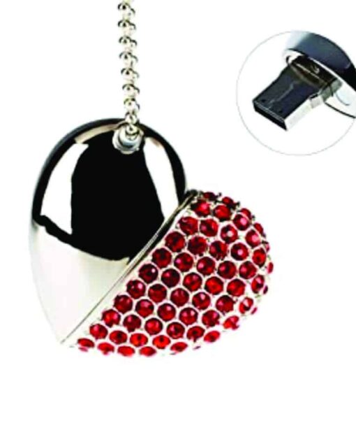 Red Metal Heart Shape Designer Pen Drive