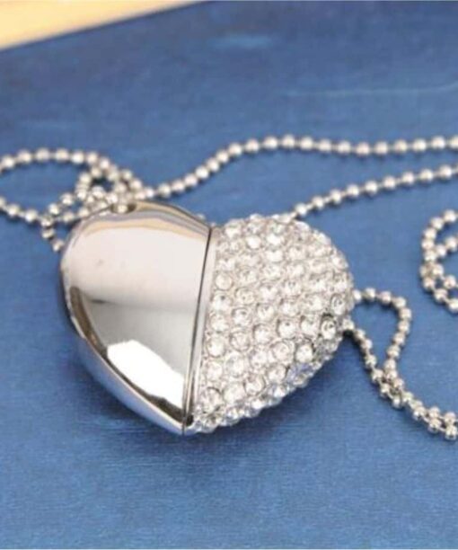 heart shape silver pen drive