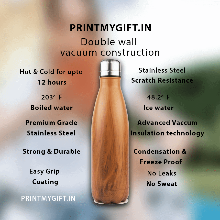 wooden style insulated bottle explain image