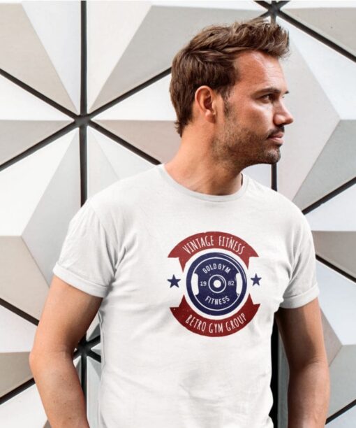 Round Neck T Shirt - gym / Slogan Print, Cotton T-Shirt with print