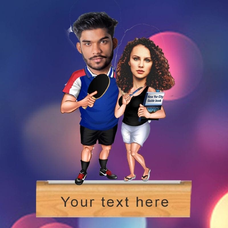 Sports Lover Couple Caricature Customized Caricature Printmygift.in