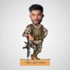 "army man" caricature with personalized wooden base