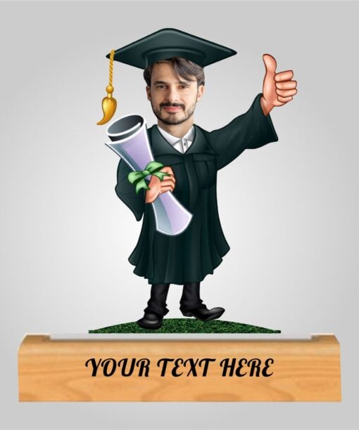 "graduation ceremony male" caricature with personalized wooden base (copy)