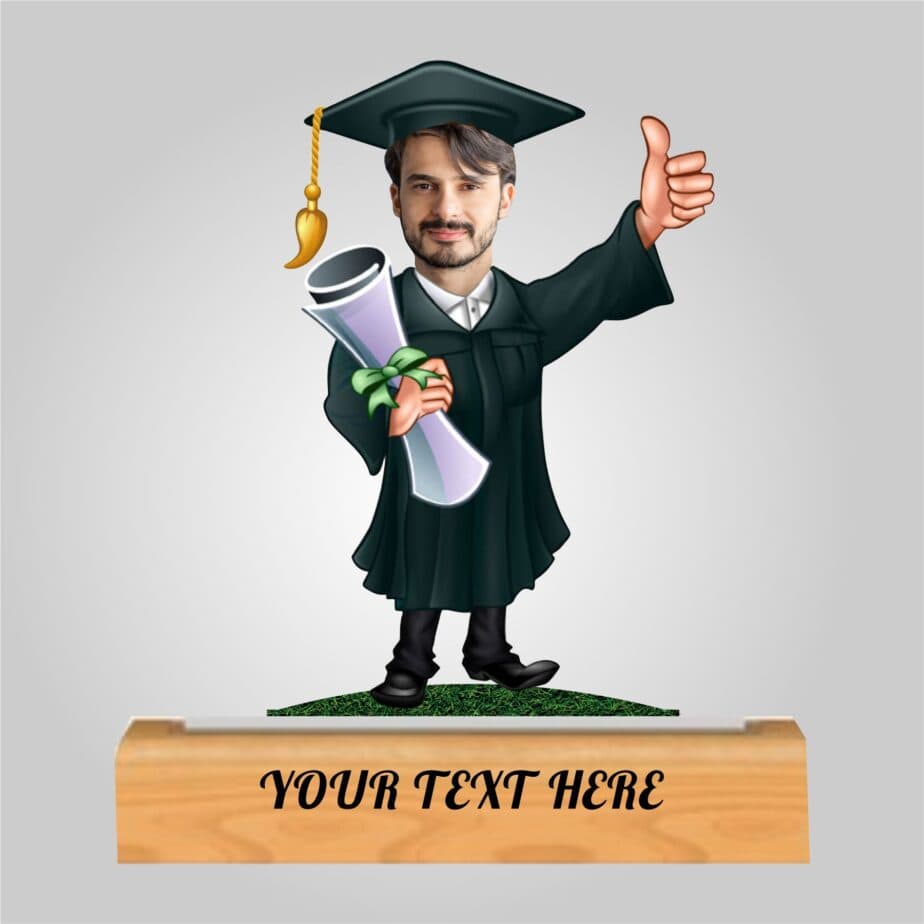 "graduation ceremony male" caricature with personalized wooden base (copy)