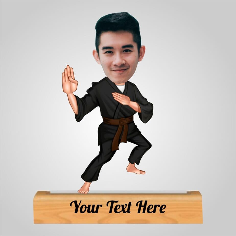 "Thee Karate Boy" caricature with personalized wooden base (copy)