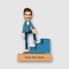 "think tanker" caricature with personalized wooden base