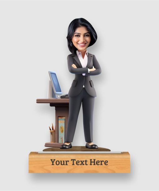 "role model" caricature with personalized wooden base