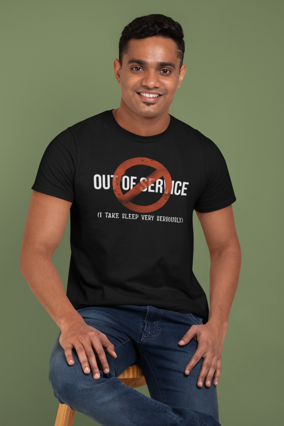 crew neck t shirt mockup of a man smiling at a studio 28953 (2)