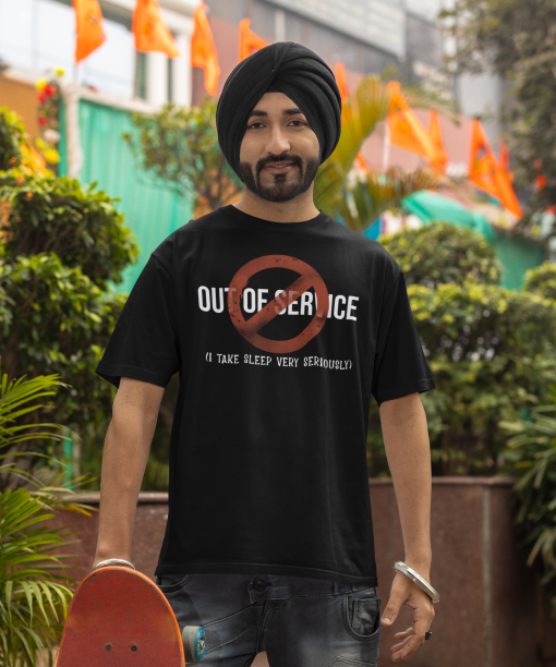 mockup of a bearded skater wearing a crewneck t shirt and a turban m38645