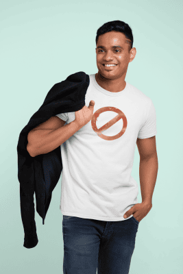 t shirt mockup of a man holding a jacket over his shoulder 28952