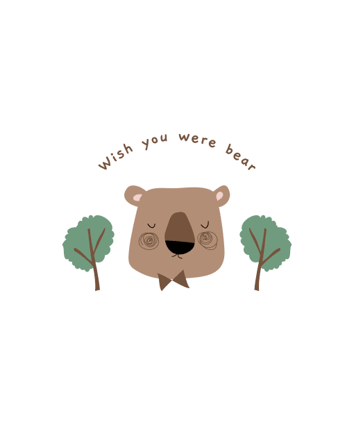 wish you were bear round neck 100% cotton t shirt