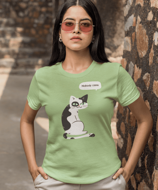 nobody cares half sleeve unisex cotton t shirt