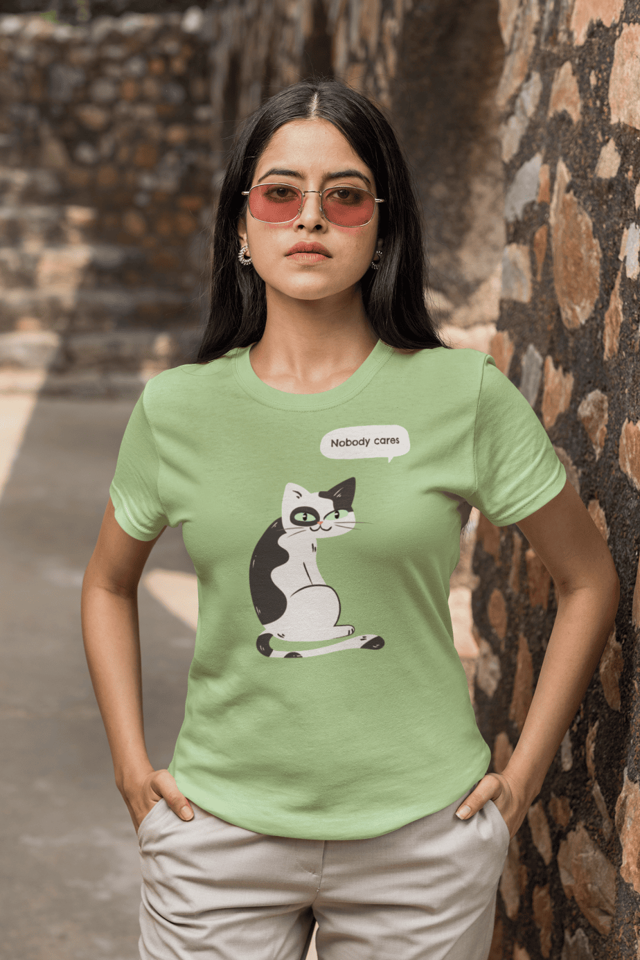 nobody cares half sleeve unisex cotton t shirt