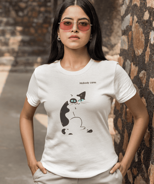 nobody cares half sleeve unisex cotton t shirt