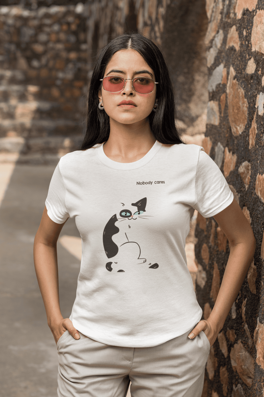 nobody cares half sleeve unisex cotton t shirt