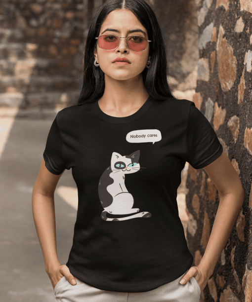 nobody cares half sleeve unisex cotton t shirt
