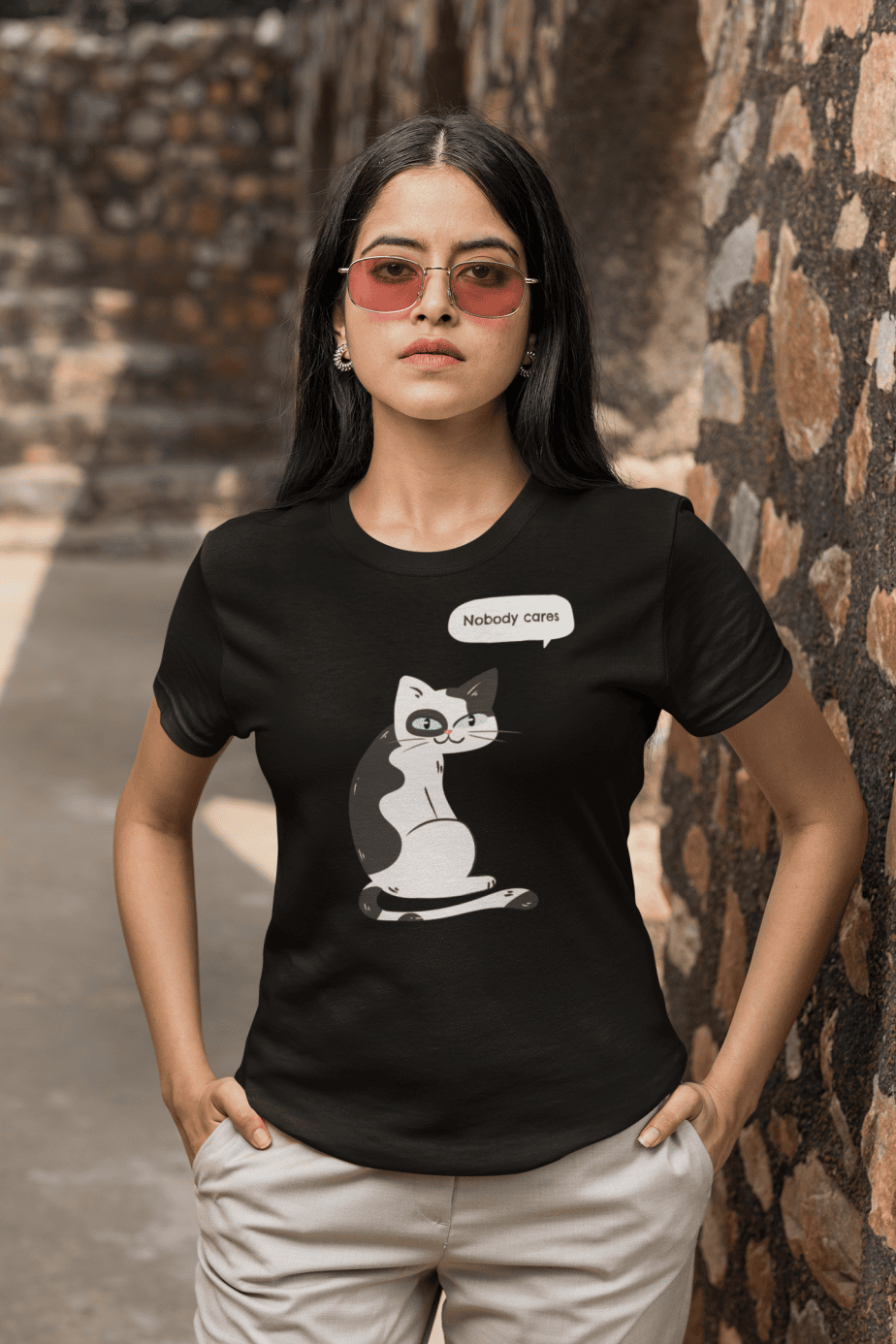 nobody cares half sleeve unisex cotton t shirt