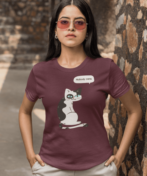 nobody cares half sleeve unisex cotton t shirt