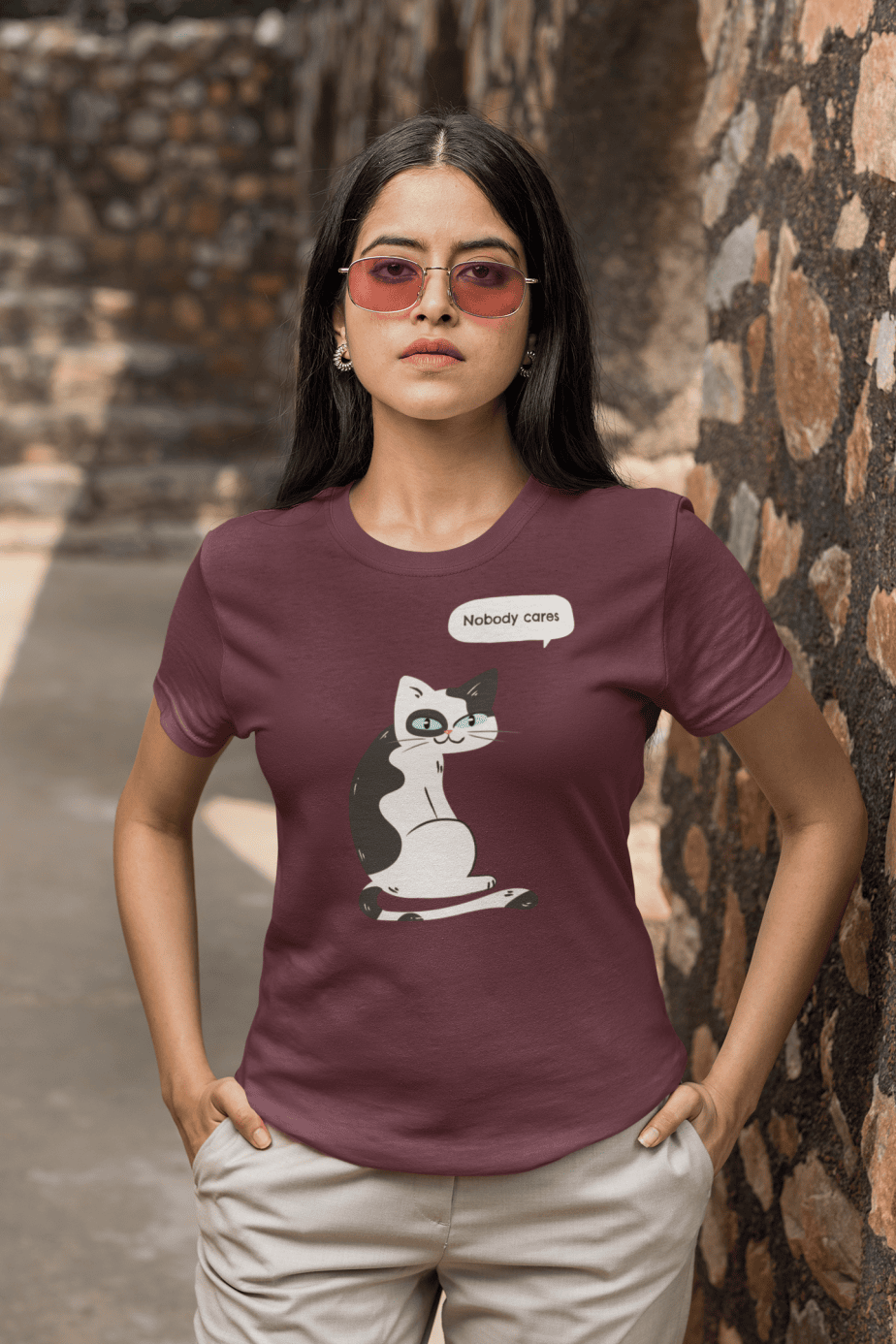 nobody cares half sleeve unisex cotton t shirt
