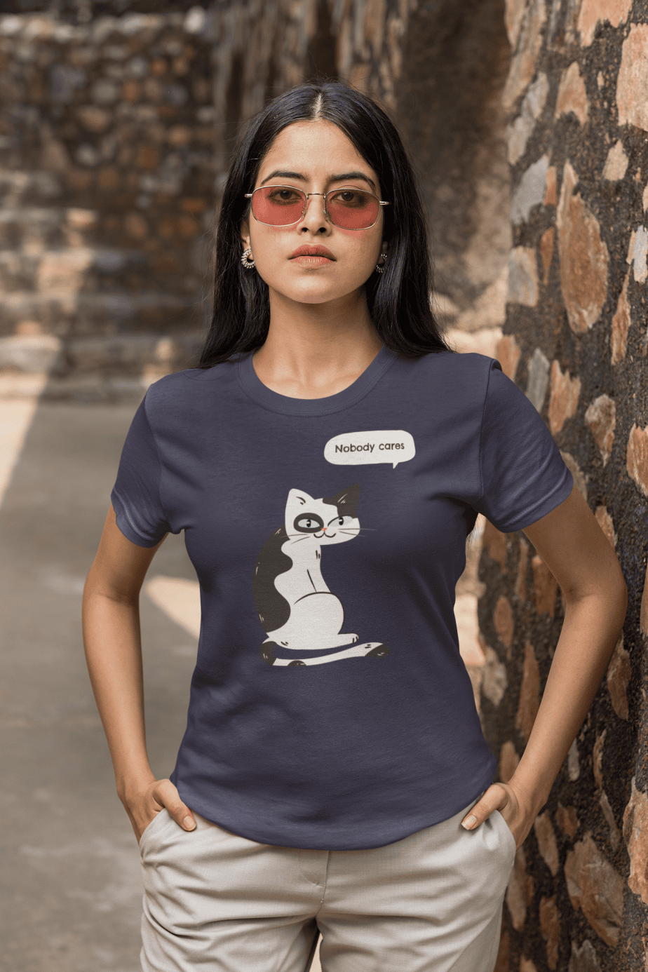 nobody cares half sleeve unisex cotton t shirt