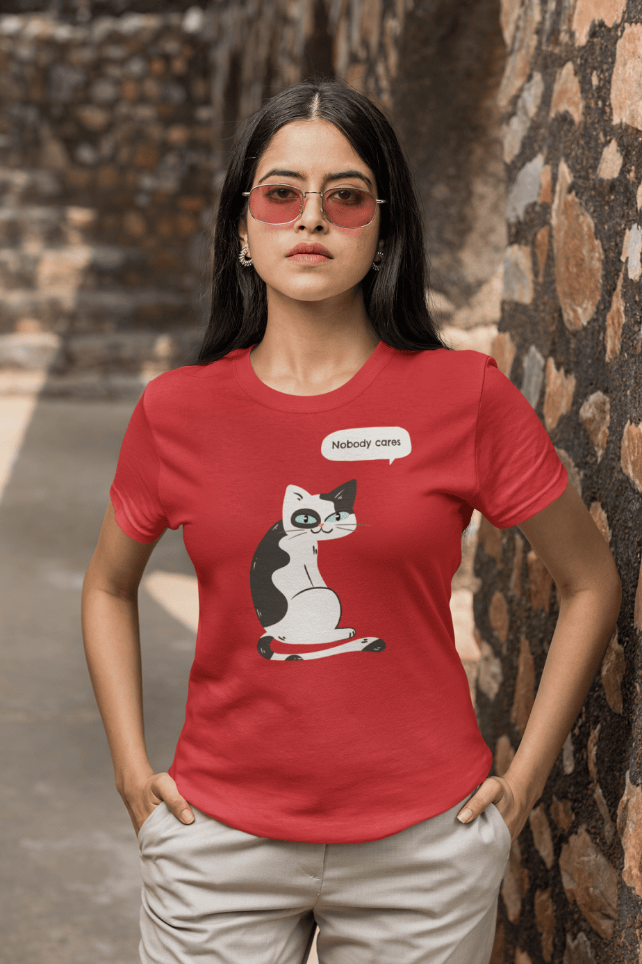 nobody cares half sleeve unisex cotton t shirt