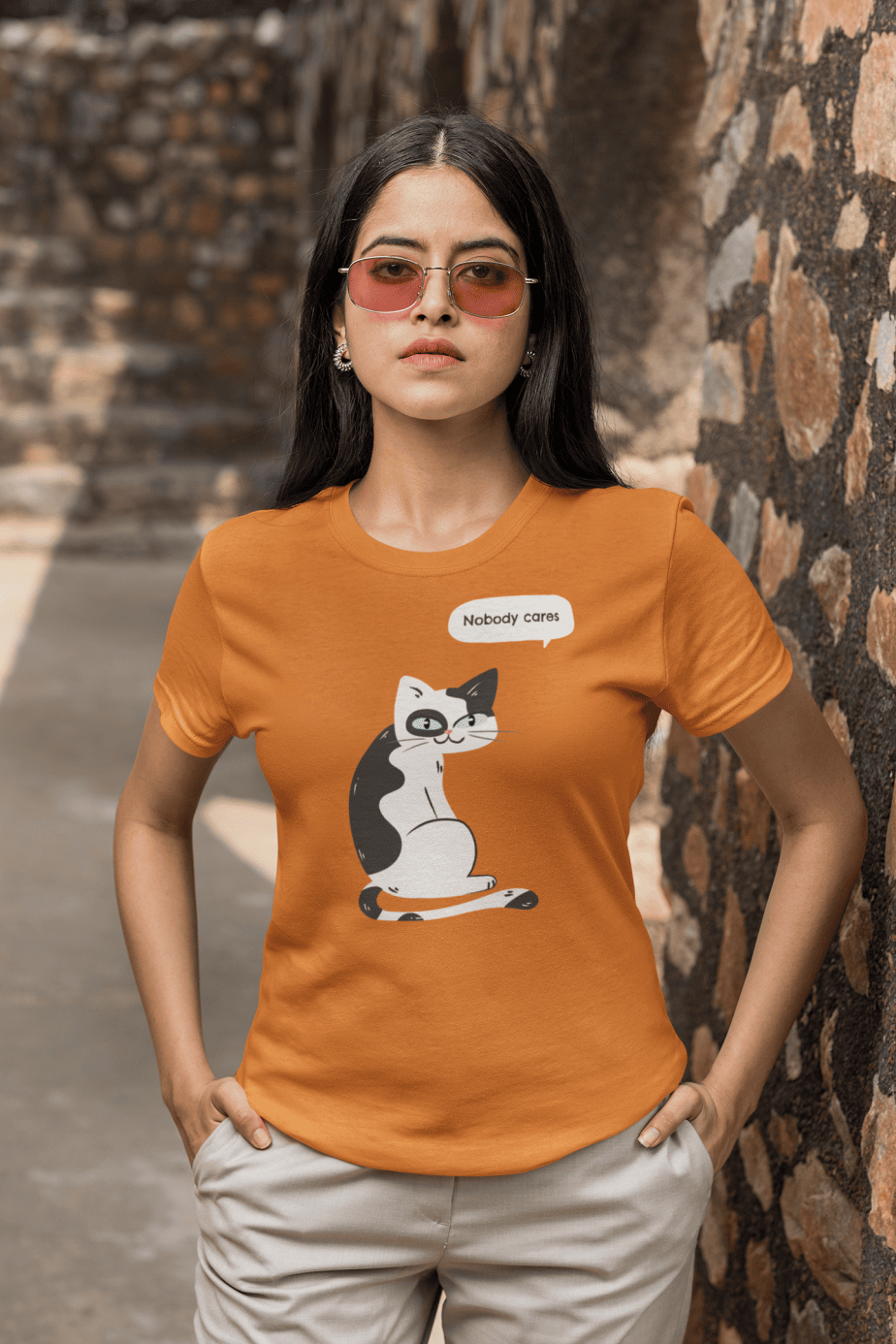 nobody cares half sleeve unisex cotton t shirt