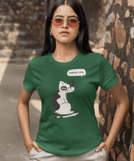 nobody cares half sleeve unisex cotton t shirt