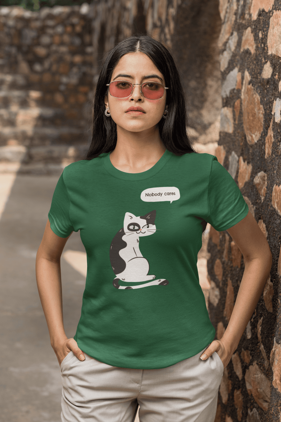 nobody cares half sleeve unisex cotton t shirt