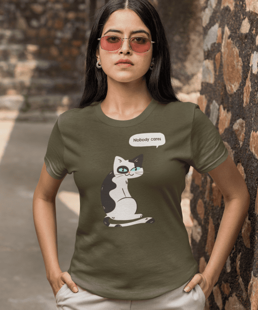 nobody cares half sleeve unisex cotton t shirt