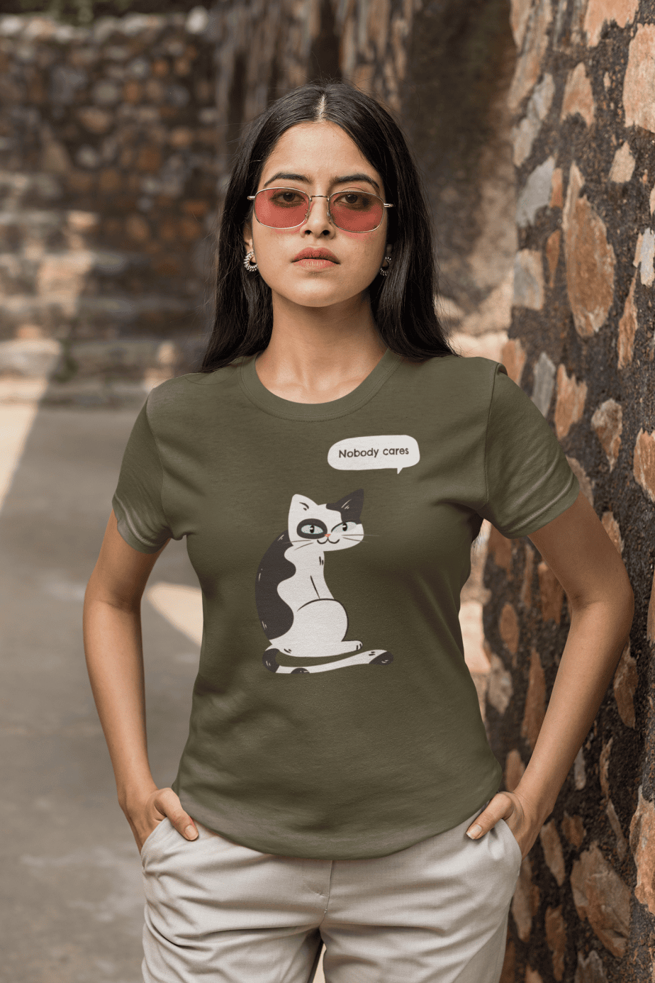 nobody cares half sleeve unisex cotton t shirt