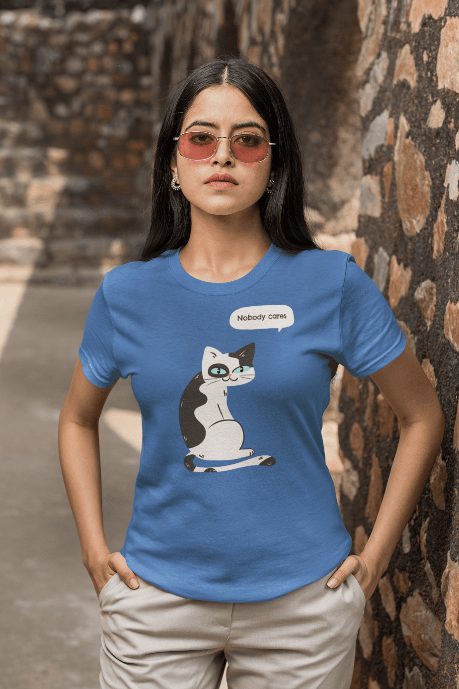 nobody cares half sleeve unisex cotton t shirt