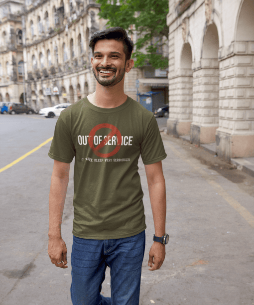 out of service half sleeve unisex cotton t shirt