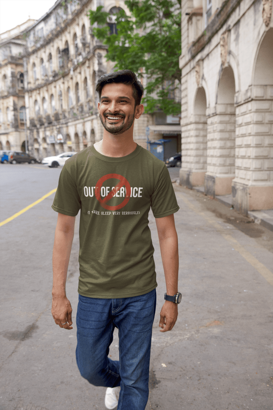 out of service half sleeve unisex cotton t shirt