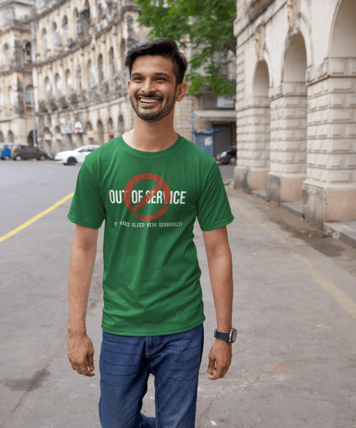 out of service half sleeve unisex cotton t shirt