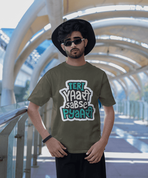 teri yaari sabse pyari half sleeve unisex cotton t shirt