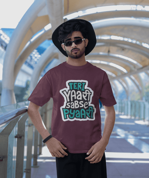 teri yaari sabse pyari half sleeve unisex cotton t shirt