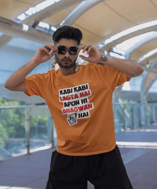 kabhi kabhi lagta hai apun hi bhagwan hai half sleeve unisex cotton t shirt