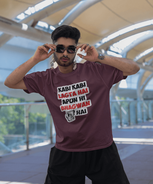 kabhi kabhi lagta hai apun hi bhagwan hai half sleeve unisex cotton t shirt