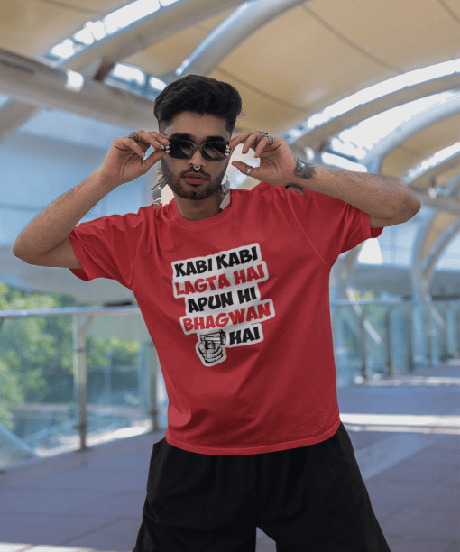kabhi kabhi lagta hai apun hi bhagwan hai half sleeve unisex cotton t shirt
