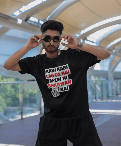 kabhi kabhi lagta hai apun hi bhagwan hai half sleeve unisex cotton t shirt