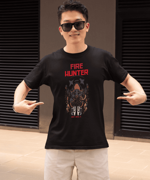 fire hunter half sleeve unisex cotton t shirt