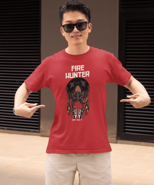 fire hunter half sleeve unisex cotton t shirt