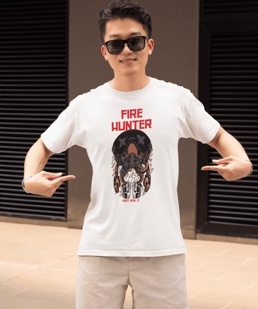 fire hunter half sleeve unisex cotton t shirt
