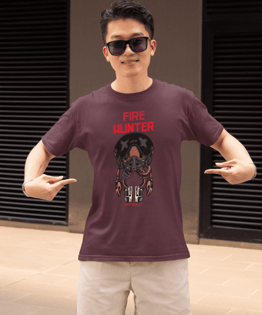 fire hunter half sleeve unisex cotton t shirt