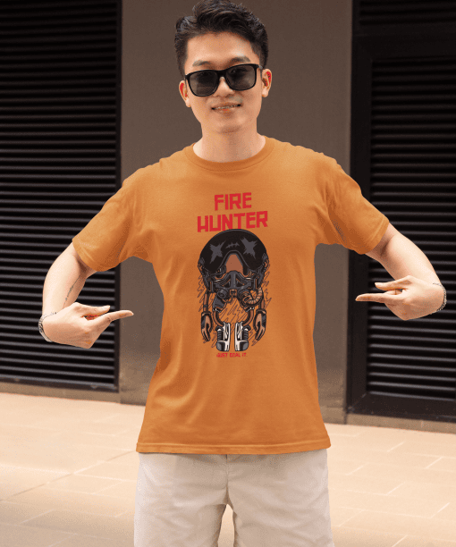 fire hunter half sleeve unisex cotton t shirt