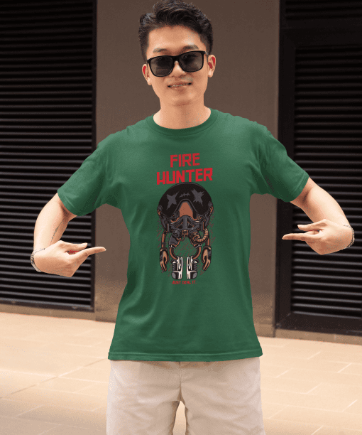 fire hunter half sleeve unisex cotton t shirt