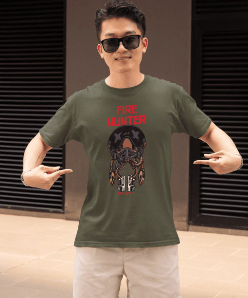 fire hunter half sleeve unisex cotton t shirt